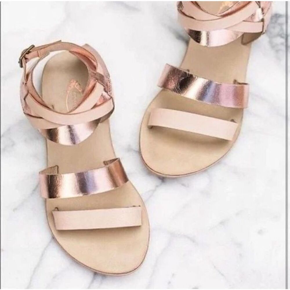 Joyfolie Girls Kids Harper Rose‎ Gold Strappy Sandals Size 1 Youth Casual